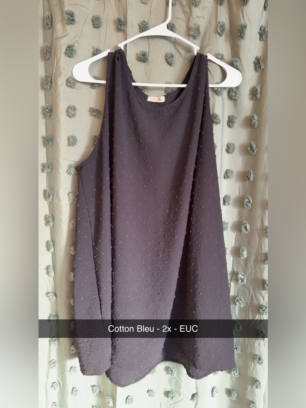 PLUS SIZE Swiss Dot Cotton Bleu Tank Top